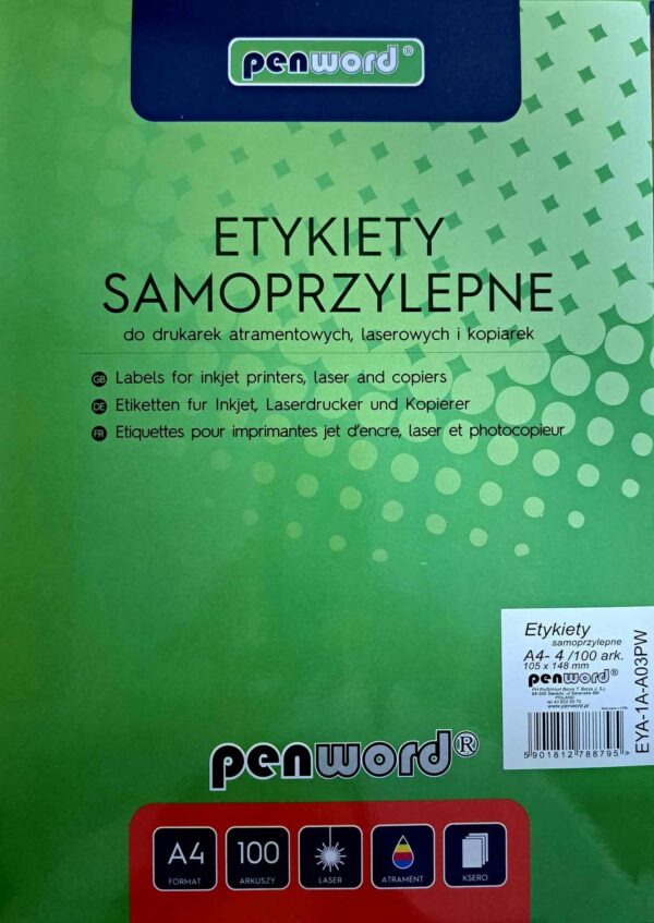 ETYKIETA SAMOPRZYLEPNA 4 etykieta o wymiarach 105x148mm
