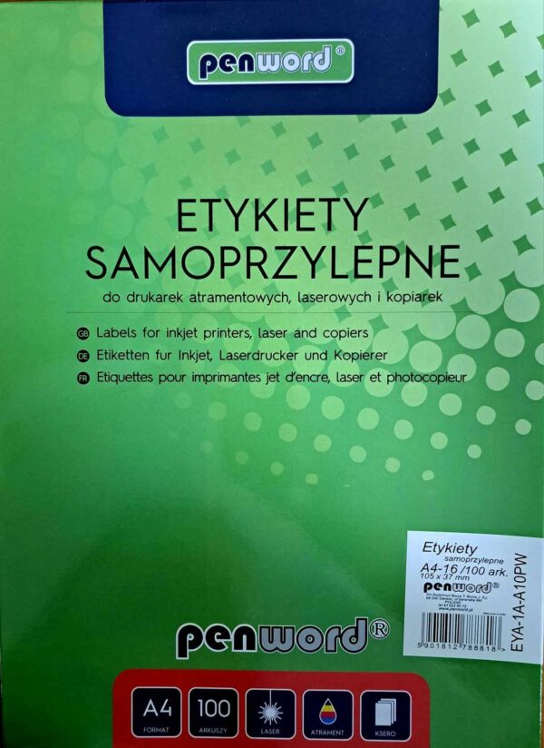ETYKIETA SAMOPRZYLEPNA 16 etykiet o wymiarach 105x37mm