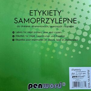 ETYKIETA SAMOPRZYLEPNA 1 etykieta o wymiarach 210x297mm