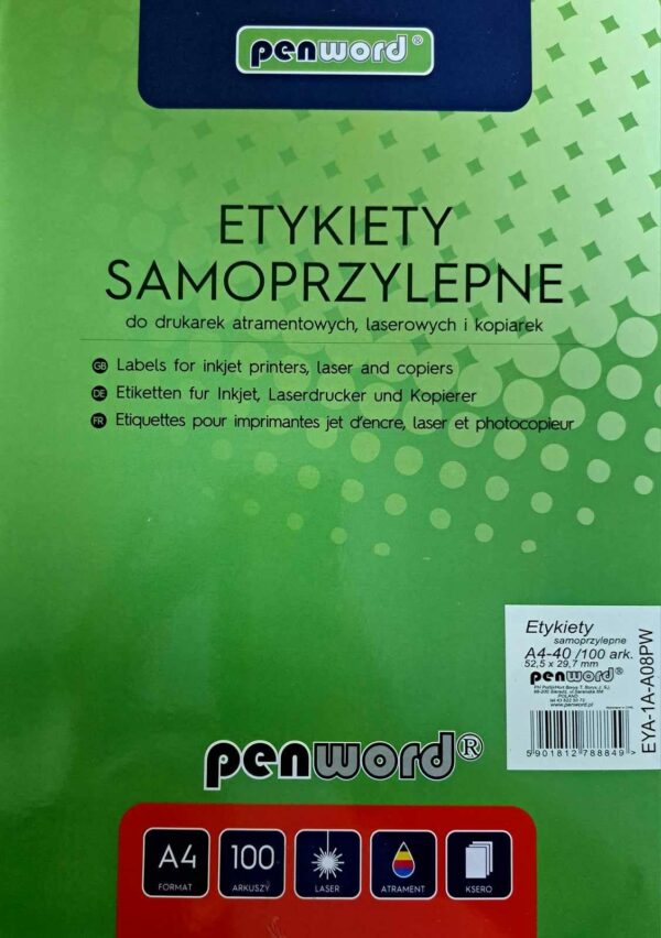 ETYKIETA SAMOPRZYLEPNA 40 etykiet o wymiarach 52,5x29mm