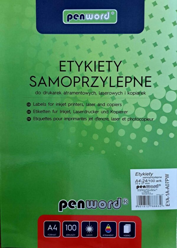 ETYKIETA SAMOPRZYLEPNA 24 etykiety o wymiarach 70x37mm