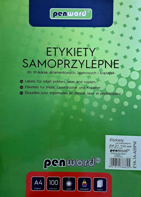 ETYKIETA SAMOPRZYLEPNA 21 etykiet o wymiarach 70x42,3mm