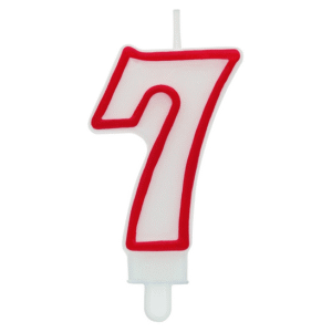 Świeczka cyfra 7 czerwony kontur
